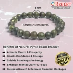 Natural Pyrite Beads Bracelet – Attract Wealth, Success & Protection – Crystal Stretch Bracelet - Image 2