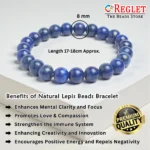 Blue Lapis Beads Bracelet – Natural Crystal for Confidence, Communication & Mental Clarity - Image 2