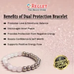 Double Protection Bracelet, Rose Quartz, Hematite Stone Beads | Attracts Money, Promotes Love, Emotional Balance, Negative Energy Protection | Natural Healing Bracelet - Image 3