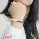 Double Protection Bracelet, Rose Quartz, Hematite Stone Beads | Attracts Money, Promotes Love, Emotional Balance, Negative Energy Protection | Natural Healing Bracelet - Image 6