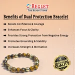 Double Protection Bracelet, Tiger Eye, Hematite Stone Beads | Boosts Confidence, Emotional Stability, Negative Energy Protection | Natural Healing Bracelet | Unisex - Image 3
