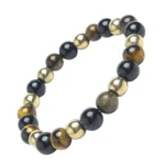 Triple Protection Bracelet, Tiger Eye, Black Obsidian, Hematite Stone Beads | Boosts Confidence & Focus, Protection & Negative Energy Shield | Natural Healing Bracelet