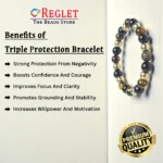 Triple Protection Bracelet, Tiger Eye, Black Obsidian, Hematite Stone Beads | Boosts Confidence & Focus, Protection & Negative Energy Shield | Natural Healing Bracelet - Image 8