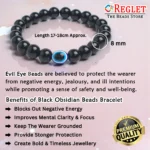 Double Protection Bracelet, Black Obsidian, Evil Eye Beads | Protection, Negative Energy Shielding, Emotional Balance, Focus, And Positivity | Natural Healing Bracelet - Image 2