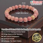 Pink Rhodonite Bracelet – Natural Healing Gemstone Beads for Love, Emotional Balance & Positive Energy - Image 2