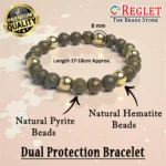 Double Protection Bracelet, Pyrite, Hematite Beads | Attracts Wealth, Boosts Confidence, Improves Focus, Negative Energy Protection | Natural Healing Bracelet - Image 2