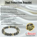 Double Protection Bracelet, Pyrite, Hematite Beads | Attracts Wealth, Boosts Confidence, Improves Focus, Negative Energy Protection | Natural Healing Bracelet - Image 8