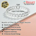 Natural Clear Quartz Beads Bracelet | Healing Crystal for Balance, Calmness & Motivation - Image 2