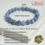 Natural Sodalite Beads Bracelet – Gemstone for Focus, Confidence & Emotional Balance - Image 2