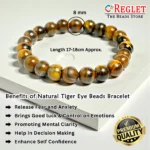 Natural Tiger Eye Beads Bracelet for Confidence, Courage & Protection Crystal - Image 2