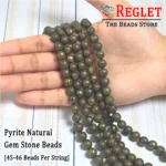 1 String Natural Pyrite Gem Stone Beads Round - 8mm [45-46 Beads Per String] - Image 2