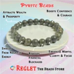 1 String Natural Pyrite Gem Stone Beads Round - 8mm [45-46 Beads Per String] - Image 3