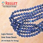 1 String Natural Blue Lapis Gem Stone Beads Round - 8mm [45-46 Beads Per String] - Image 2