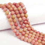 1 String Natural Pink Rodhonite Gem Stone Beads Round - 8mm [45-46 Beads Per String]