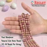 1 String Natural Pink Rodhonite Gem Stone Beads Round - 8mm [45-46 Beads Per String] - Image 2