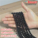 1 String Natural Black Obsidian Gem Stone Beads Round - 8mm [45-46 Beads Per String] - Image 2