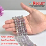 1 String Natural Amethyst Gem Stone Beads Round - 8mm [45-46 Beads Per String] - Image 2