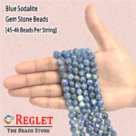 1 String Natural Sodalite Gem Stone Beads Round - 8mm [45-46 Beads Per String] - Image 2
