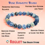1 String Natural Sodalite Gem Stone Beads Round - 8mm [45-46 Beads Per String] - Image 3