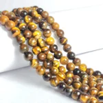 1 String Natural Yellow/Brown Tiger Eye Gem Stone Beads Round - 8mm [45-46 Beads Per String]