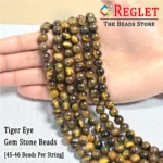 1 String Natural Yellow/Brown Tiger Eye Gem Stone Beads Round - 8mm [45-46 Beads Per String] - Image 2