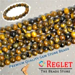 1 String Natural Yellow/Brown Tiger Eye Gem Stone Beads Round - 8mm [45-46 Beads Per String] - Image 4