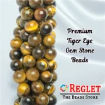 1 String Natural Yellow/Brown Tiger Eye Gem Stone Beads Round - 8mm [45-46 Beads Per String] - Image 5