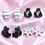 Korean Style Silver Finish Earrings for Women, Pack of 4 Pairs - Stud & Drop Earring Combo Set, Trendy Fashion Jewellery - E1