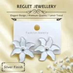 Korean Style Silver Finish Earrings for Women, Pack of 4 Pairs - Stud & Drop Earring Combo Set, Trendy Fashion Jewellery - E1 - Image 4
