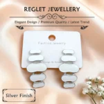 Korean Style Silver Finish Earrings for Women, Pack of 4 Pairs - Stud & Drop Earring Combo Set, Trendy Fashion Jewellery - E1 - Image 5