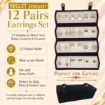 Korean Style Gold Silver Finish Earrings for Women, Pack of 12 Pairs - Stud & Drop Earring Combo Set, Trendy Fashion Jewellery - E10 - Image 2
