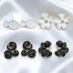 Korean Style Silver Finish Earrings for Women, Pack of 4 Pairs - Stud & Drop Earring Combo Set, Trendy Fashion Jewellery - E2