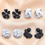 Korean Style Silver Finish Earrings for Women, Pack of 4 Pairs - Stud & Drop Earring Combo Set, Trendy Fashion Jewellery - E4