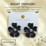 Korean Style Silver Finish Earrings for Women, Pack of 4 Pairs - Stud & Drop Earring Combo Set, Trendy Fashion Jewellery - E4 - Image 3