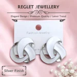 Korean Style Silver Finish Earrings for Women, Pack of 4 Pairs - Stud & Drop Earring Combo Set, Trendy Fashion Jewellery - E4 - Image 5