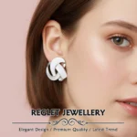 Korean Style Silver Finish Earrings for Women, Pack of 4 Pairs - Stud & Drop Earring Combo Set, Trendy Fashion Jewellery - E4 - Image 7
