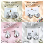 Korean Style Silver Finish Earrings for Women, Pack of 12 Pairs - Stud & Drop Earring Combo Set, Trendy Fashion Jewellery - E6 - Image 5