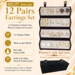 Korean Style Gold Finish Earrings for Women, Pack of 12 Pairs - Stud & Drop Earring Combo Set, Trendy Fashion Jewellery - E7 - Image 2