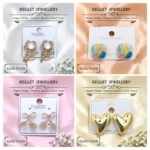 Korean Style Gold Finish Earrings for Women, Pack of 12 Pairs - Stud & Drop Earring Combo Set, Trendy Fashion Jewellery - E7 - Image 3