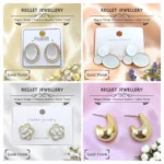 Korean Style Gold Finish Earrings for Women, Pack of 12 Pairs - Stud & Drop Earring Combo Set, Trendy Fashion Jewellery - E8 - Image 3