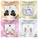 Korean Style Gold Finish Earrings for Women, Pack of 12 Pairs - Stud & Drop Earring Combo Set, Trendy Fashion Jewellery - E8 - Image 5