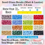 REGLET 3200 Pcs Glass Seed Beads  – Size 0/6 (3.8mm) – Multicolour, 240g - Image 2