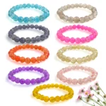 Single Tone Sparkle Glass Beads Bracelet Set - Pack of 9 - Stretchable