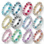 Dual Shade Sparkle + Lustre Glass Beads Bracelets for Women, Girls - Stretchable - Pack of 12 - Image 2