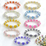 Single Shade Sparkle + Lustre Glass Beads Bracelets for Women, Girls - Stretchable - Pack of 9