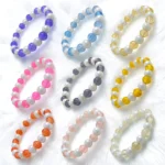 Single Shade Sparkle + Lustre Glass Beads Bracelets for Women, Girls - Stretchable - Pack of 9 - Image 2