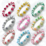 Marble + Lustre Glass Beads Bracelets for Women, Girls - Stretchable - Pack of 9 - Image 2