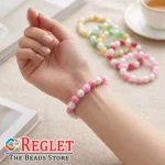 Marble + Lustre Glass Beads Bracelets for Women, Girls - Stretchable - Pack of 9 - Image 5