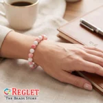 Marble + Lustre Glass Beads Bracelets for Women, Girls - Stretchable - Pack of 9 - Image 3