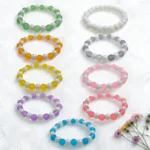 Matt + Lustre Glass Beads Bracelets for Women, Girls - Stretchable - Pack of 9
